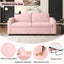 LLappuil 73" Loveseat Sofa, Pull Out Sofa Bed Full Size with 3" Mattress, Corduroy Sofa Couch with USB Ports, Cup Holders, Phone Holder Convertible Sofa Bed for Living Room Pink