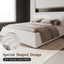 LLappuil Upholstered Platform Bed King Size, Oversized Wood Bed Frame with Headboard White
