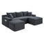 LLappuil Sectional Sofa, 106" U Shaped Modular Sectional Couch with Left Chaise, Cloud Courduroy Sofa Couch with Movable Ottoman for Living Room Gray