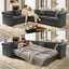 LLappuil 115" Sectional Sofa, Oversized Sectional Couch with Pull Out Sofa Bed King Size, Velvet Button Tufted Chesterfield Sofa Couch with Trim Rolled Arms for Living Room Gray