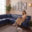 LLappuil Sectional Sofa, 103" x 103" Chesterfield Sofa with Nailhead, 7 Seat Faux Leather Tufted Couch for Living Room Blue