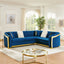 LLappuil Sectional Sofa, 106" Chesterfield Sofa with Curved Arm Button Tufted, Velvet Cloud Sofa Couch for Living Room Blue
