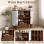 LLappuil 39" Wine Bar Cabinet, Coffee Bar Cabinet with 6 Wine Racks, 3 Glass Holders, 4 Hidden Storage Space