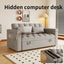 LLappuil Pull Out Sofa Bed Full Size, 65" Loveseat Sofa Convertible Sofa Bed, Velvet Sofa Couch with Small Toptable, Charging Port, Hidden Storage Armrest for Living Room Light Gray