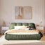 LLappuil Upholstered Platform Bed King Size, Oversized Wood Bed Frame with Padded Backrest Green