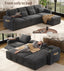 LLappuil 108" Sectional Sofa, Oversized Sectional Couch with Pull Out Sofa Bed, Chenille Sofa Couch Convertible Sofa Bed with Recliner Chair, Small Tabletop, Storage Chaise for Living Room
