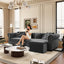 LLappuil Pull Out Sofa Bed King Size, 89" Chesterfield Sofa Convertible Sleeper Sofa Bed, Velvet 3-Seater Sofa with Movable Ottoman for Living Room Gray