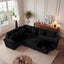 LLappuil Sectional Sofa, 103" Sectional Couch with Pull Out Sofa Bed, 6 Seat Corduroy Sofa with USB Charging Port, Corner Coffee Tabletop, Cup Holder Convertible Sofa Bed for Living Room Black