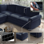 LLappuil Sectional Sofa Couch, Oversized Chenille Sofa with Pull Out Sofa Bed for Living Room Blue