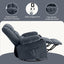 LLappuil Recliner Chair, 360° Swivel Massage Recliner Chair with Heat, Nursery Glider Rocker Manual Recliner Chair with Side Pocket, 2 Cup Holders, USB Charge Port for Living Room, Bedroom Blue