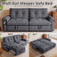 LLappuil 77" Pull Out Sofa Bed Queen Size, Loveseat Sofa Convertible Sleeper Sofa Bed, Flannelette Fabric Sofa Couch for Living Room Gray