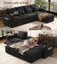 LLappuil 108" Sectional Sofa, Oversized Sectional Couch with Pull Out Sofa Bed, Chenille Sofa Couch Convertible Sofa Bed with Recliner Chair, Small Tabletop, Storage Chaise for Living Room