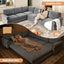 LLappuil Sectional Sofa, Sectioanl Couch with Pull Out Sofa Bed King Size, Chenille Sofa Conertible Sofa Bed for Living Room