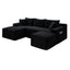 LLappuil Sectional Sofa, 106" U Shaped Modular Sectional Couch with Left Chaise, Cloud Courduroy Sofa Couch with Movable Ottoman for Living Room Black