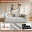 LLappuil 98" Pull Out Sofa Bed King Size, Oversized Chesterfield Velvet Sofa with Flower Tufting, Loveseat Sofa Couch Convertible Sofa Bed for Living Room Gray