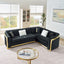 LLappuil Sectional Sofa, 106" Chesterfield Sofa with Curved Arm Button Tufted, Velvet Cloud Sofa Couch for Living Room Black