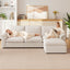 LLappuil Sectional Sofa, Cloud Sectional Couch with Movable Ottoman, 4 Seat Chenille Sofa Couch for Living Room Beige