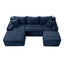LLappuil Sectional Sofa, 106" U Shaped Modular Sectional Couch with Left Chaise, Cloud Courduroy Sofa Couch with Movable Ottoman for Living Room Blue