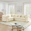 LLappuil Sectional Sofa, 111" Chesterfield Sofa with Curved Arm Button Tufted, Velvet Cloud Sofa Couch for Living Room Beige
