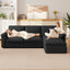LLappuil Sectional Sofa, Cloud Sectional Couch with Movable Ottoman, 4 Seat Chenille Sofa Couch for Living Room Black
