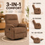 LLappuil Recliner Chair, 360° Swivel Reclining Chair, Manual Nursery Glider Rocker Recliner Chair for Living Room, Corduroy Beige