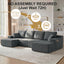 LLappuil 130" Sectional Sofa, U Shaped Modular Sectioanl Couch with Chaise, Boneless Corduroy Sofa Couch for Living Room, No Assembly Compression Sofa Gray