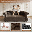 LLappuil 84" Pull Out Sofa Bed Queen Size, Oversized Chesterfield Velvet Sofa with Flower Tufting, Loveseat Sofa Couch Convertible Sofa Bed for Living Room Brown