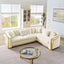 LLappuil Sectional Sofa, 106" Chesterfield Sofa with Curved Arm Button Tufted, Velvet Cloud Sofa Couch for Living Room Beige