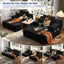 LLappuil 2 Piece Chaise Lounge Chair Indoor, Corduroy Boneless Sofa Bed, Deep Seat Sleeper Couch Reading Chairs, Cloud Sofas Couches for Living Room, No Assembly Required Black