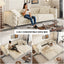 LLappuil Pull Out Sofa Bed King Size, 98" Tufted 3 Seat Sofa Convertible Sleeper Sofa Bed, Oversized 28" Deep Seat Velvet Sofa Couch for Living Room Beige