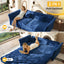 LLappuil 74" Queen Size Pull Out Sofa Bed, Lovseat Sleeper Sofa Couch Convertible Sofa Bed, Velvet Sofa for Living Room Blue