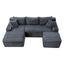 LLappuil Sectional Sofa, 106" U Shaped Modular Sectional Couch with Left Chaise, Cloud Courduroy Sofa Couch with Movable Ottoman for Living Room Gray