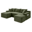 LLappuil Sectional Sofa, 94.5" U Shaped Modular Sectional Couch with Right Chaise, Cloud Courduroy Sofa Couch with Movable Ottoman for Living Room Green