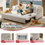 LLappuil Pull Out Sofa Bed Queen Size, 68" Loveseat Sofa with Bluetooth Speakers, USB Ports, Side Pockets, Corduroy Sofa Couch Convertible Sofa Bed for Living Room Beige