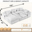 LLappuil Sectional Sofa, Oversized 138" Sectional Couch Convertible Sofa Bed, 6 Seat Corduroy Sofa Couch with Side Pocket for Living Room, No Assembly Beige