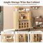 LLappuil 28" Wine Bar Cabinet, Coffee Bar Cabinet with 8-Grid Wine Rack, 5-Level Adjustable Shelves, 2 Glass Holders, 4 Hidden Storage Space