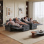 LLappuil 141" Sectional Sofa, Oversized Modular Sectional Couch with Power Electric Recliner, Cloud Sofa Couch with Center Console, USB Charging Ports, Small Tabletop for Living Room