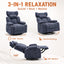 LLappuil Chenille Recliner Chair, 360° Swivel Reclining Chair with Detachable Adjustable Neck Pillow, Manual Nursery Glider Rocker Recliner Chair for Living Room Blue