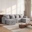 LLappuil 107" Sectional Sofa, U Shaped Sectional Couch with Storage Chaise, Pull Out Sofa Bed Convertible Sofa Bed, Corduroy Sofa Couch with USB Charging Port, Cup Holder for Living Room Light Gray