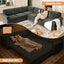 LLappuil Sectional Sofa, Sectioanl Couch with Pull Out Sofa Bed King Size, Chenille Sofa Conertible Sofa Bed for Living Room