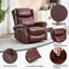 LLappuil Recliner Chair, 360° Swivel Massage Recliner Chair with Heat, Genuine Leather Nursery Glider Rocker Manual Recliner Chair with Side Pockets for Living Room, Bedroom Red