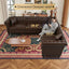 LLappuil Sectional Sofa, 100" x 100" Chesterfield Sofa with Rolled Arms and Nailhead, 5 Seat Faux Leather Tufted Couch for Living Room Brown