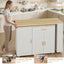 LLappuil Kitchen Island, Rolling Kitchen Island with Swivel Extendable Table, Mobile Kitchen Island Cart with Storage, Drawers & Shelves for Kitchen, Dining Room