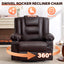 LLappuil Recliner Chair, 360° Swivel Massage Recliner Chair with Heat, Nursery Glider Rocker Recliner Chair with Cup Holders, USB Charge Port, Side Pockets for Living Room, Bedroom Brown