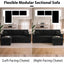 LLappuil 71" Sectional Sofa, Sectional Couch with Pull Out Sofa Bed Twin Size, Convertible Sofa Bed with Storage Chaise for Living Room, Compact Space, Polyester Fabric Black