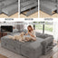 LLappuil 86" Sectional Sofa, Sectional Couch with Pull Out Sofa Bed, Corduroy Sofa Couch Convertible Sofa Bed with Storage Chaise, Small Desktop, Charging Port for Living Room