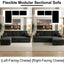 LLappuil Sectioanl Sofa, 84" Sectioanl Couch with Storage Chaise, Small Desktop, Cup Holders, Chaiging Port Convertible Sofa Bed, Corduroy Pull Out Sofa Bed for Living Room Black