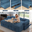 LLappuil 86" Sectional Sofa, Sectional Couch with Pull Out Sofa Bed, Corduroy Sofa Couch Convertible Sofa Bed with Storage Chaise, Small Desktop, Charging Port for Living Room
