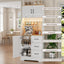 LLappuil 67" Kitchen Pantry, Kitchen Pantry Storage Cabinet with LED Light & Outlet, Kitchen Hutch with 6 Hooks, Drawer, Adjustable Shelves White