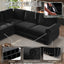 LLappuil Sectional Sofa Couch, Oversized Chenille Sofa with Pull Out Sofa Bed for Living Room Black